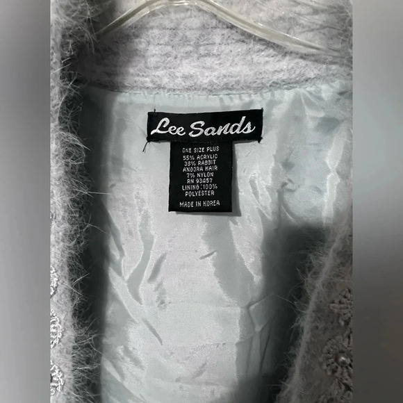 Vtg Lee Sands ANGORA Rabbit Hair Open Front Cardigan Sweater Jacket O/S Plus EUC - Picture 8 of 14